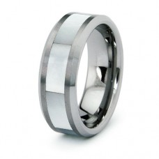 8 mm Tungsten Ring Wedding Band with Mother of Pearl Inlay